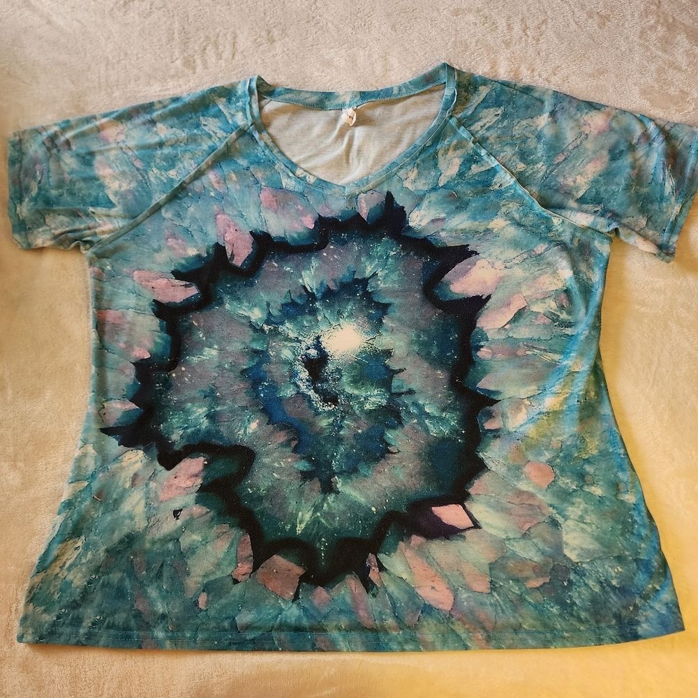 3 For $15 Chicyea V Neck Short Sleeve Tie Dye Tshirt Size 3XL